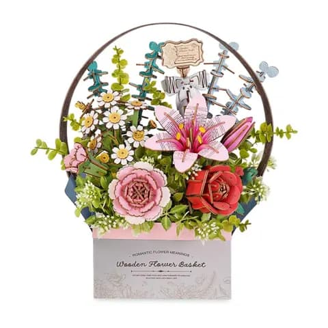 Rowood Wooden Flower Basket Diy 3D Puzzle