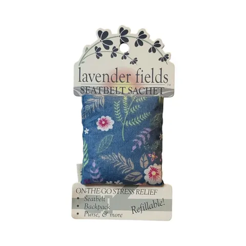 LAVENDER FIELDS SEATBELT SACHET BLUE FLORAL