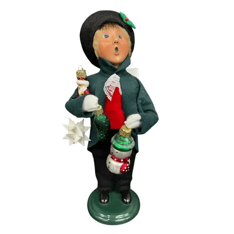 BYERS' CHOICE GLASS ORNAMENT BOY