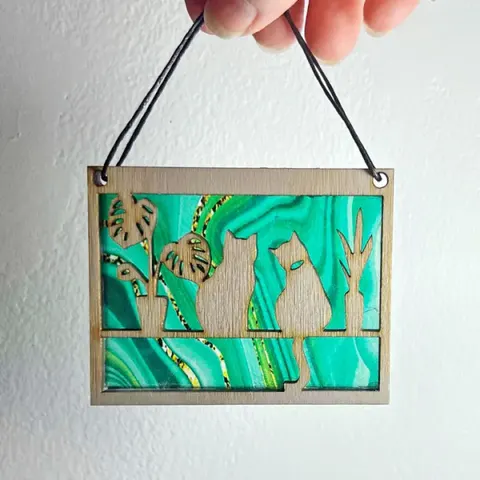 Cats & Plants Suncatcher Ornament